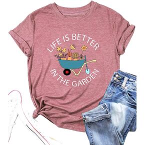 Hoeing Ain't Easy Shirt Women Garden Shirts Plant Lover Graphic T Shirt Cute Gardener Gift Short Sleeve Tops