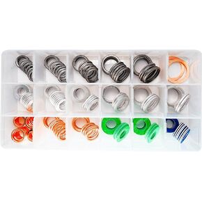 200PCS 18 Sizes Master Oil Drain Plug Gaskets Washers Assortment Kits Fit for Toyota, Subaru, Chevrolet Replace 90430-12031, MD050317, 803916010, 11026-01M02, 11137546275, APC93000