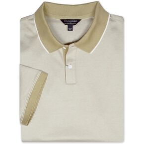 قميص بولو رجالي من Banana Republic بمقاس قياسي من القطن ذو ملمس فاخر ومحبوك مخطط بزرين، in Kuwait