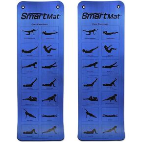 16 Millimeter Thick Smart Self-Guided Instructional Exercise Mat for Yoga, Pilates, Stretching and Core Workout, Blue (2 Pack)