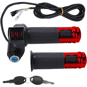 CDIYTOOL زوج واحد من قبضة خانق الدراجة الإلكترونية مع شاشة LCD لجهد بطارية LCD، مقبض خانق للدراجة الكهربائية العالمية، سلك تويست in Kuwait