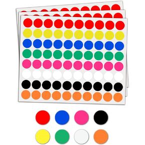 1200 Pack - 3/4" Colored Dot Stickers, Garage Yard Sale Stickers - 8 Colors