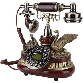 Classic European Antique Vintage Telephone - Dual System FSK/DTMF,Old Fashioned Rotary Telephone, Rotary Dial Antique Landline Corded Phone for Decor Office Home