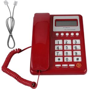KX-T8001 هاتف سلكي، هاتف سلكي ABS أحمر سلكي مزدوج الوضع هاتف مكتبي هاتف ثابت مع معرف المتصل، للمنزل والفندق والمكتب