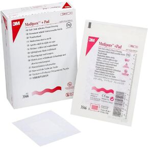 3M Adhesive Dressing Medipore Soft Cloth 3.5 X 4" Rectangle White (#3566, Sold Per Box)