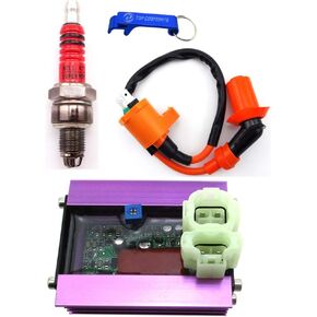 TC-Motor Racing Adjuster AC CDI 6 Pin Ignition Coil 3 Electrode Spark Plug A7TC For GY6 50cc 125cc 150cc Engine ATV Quad Scooter Moped