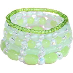 Pingyongchang Stackable Multi Layer Bohemian Crystal Bead Bracelets for Women Girls Handmade Colorful Beads Stretch Multilayer Bangles Friendship Beach Anklets Jewelry String Charm Bracelet 5 pieces