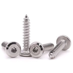 M5 x 30mm Flat Round Socket Head Self Tapping Screws, 304 Stainless Steel 18-8 Wood Screws Furniture Screws, Full Coarse Thread Sheet Metal Screws, Pack of 30