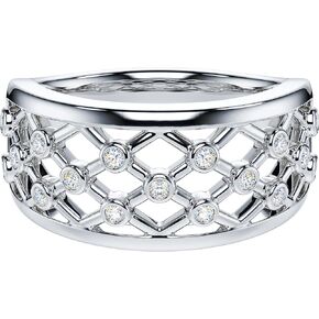 THELANDA Genuine Moissanite or Simulated Diamond Unisex 9mm Wide Crisscross Grid Small Bubbles Wedding Band Cocktail Ring