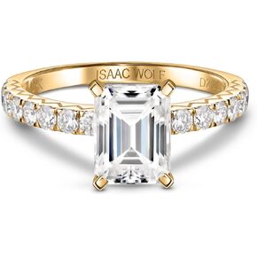 ISAAC WOLF Lab Created 10k Solid Gold 3 CTTW Emerald Cut Proposal Ring with Accent D VVS1 Genuine Flawless Moissanite Diamond in White, Yellow OR Rose