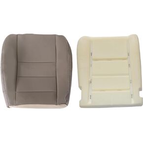 Driver Side Bottom Replacement Leather Seat Cover and Foam Cushion TAN Compatible with Ford F250 F350 Super Duty Lariat 2002 2003 2004 2005 2006 2007