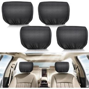 Linkstyle 4 PCS Car Headrest Covers, Soft Car Seat Head Rest Cover, Protector Car Seat Headrest Covers, Fabric Head Rest Coverings for Cars Vans Trucks, Universal Fits to All Car Models, Black