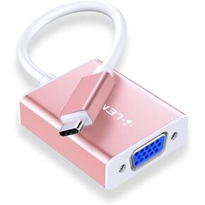 LENTION USB C to VGA Cable Adapter,Type C to VGA Monitor Converter Compatible 2023-2016 MacBook Pro 13/15/16,New Mac/MacBook Air/Surface,iPad Chromebook,Galaxy,Dell XPS,Phone,More(1080VGA, Rose Gold)