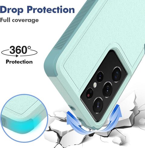 for Samsung Galaxy S21 Ultra Case: Dual Layer Protective Heavy Duty Cell Phone Cover Shockproof Rugged with Screen Protector - Military Protection Bumper Tough - Samsung Galaxy S21 Ultra 5G, Red in Saudi Arabia