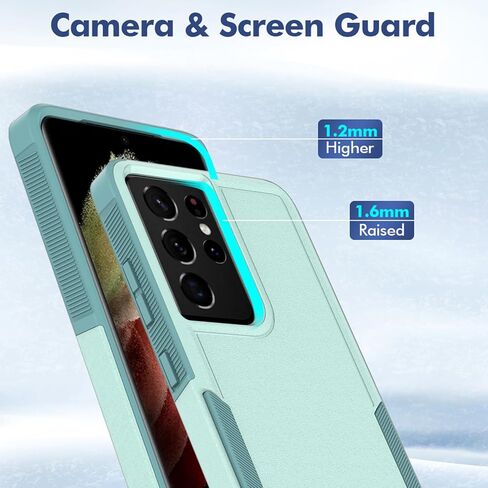 for Samsung Galaxy S21 Ultra Case: Dual Layer Protective Heavy Duty Cell Phone Cover Shockproof Rugged with Screen Protector - Military Protection Bumper Tough - Samsung Galaxy S21 Ultra 5G, Red in Saudi Arabia