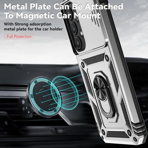 for Samsung Galaxy A35 5G Case with Slide Camera Cover HD Screen Protector [Military Grade 16ft. Drop Tested] Magnetic Ring Holder Kickstand Protective Phone Case for Galaxy A35 5G 2024, Black in Kuwait