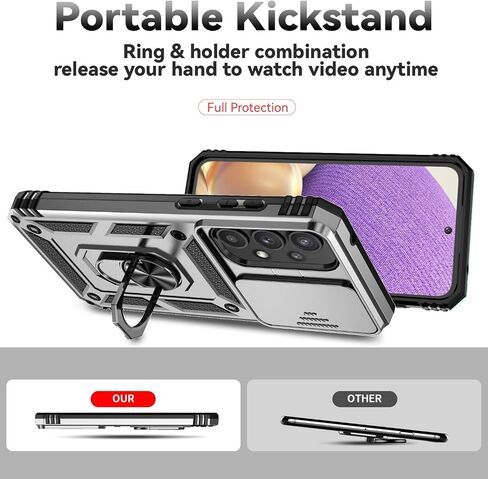 for Samsung Galaxy A35 5G Case with Slide Camera Cover HD Screen Protector [Military Grade 16ft. Drop Tested] Magnetic Ring Holder Kickstand Protective Phone Case for Galaxy A35 5G 2024, Black in Kuwait