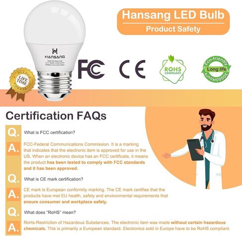 hansang A15 LED E26 Small Light Bulb, Daylight 5000K, 60Watt Equivalent Ceiling Fan Light Bulbs, E26 Standard Base Appliance Light Bulb, 600 Lumen, CRI85+, Eye Protection, 120V, Non-Dimmable 6 Pack in Saudi Arabia