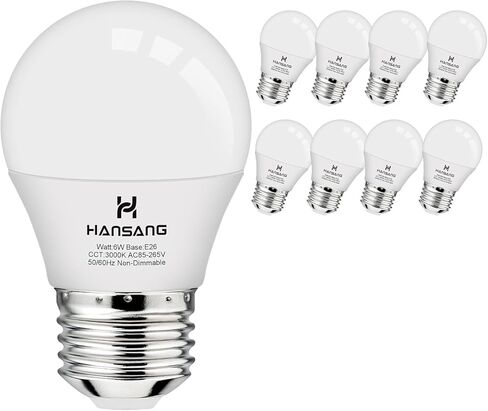 hansang A15 LED E26 Small Light Bulb, Daylight 5000K, 60Watt Equivalent Ceiling Fan Light Bulbs, E26 Standard Base Appliance Light Bulb, 600 Lumen, CRI85+, Eye Protection, 120V, Non-Dimmable 6 Pack in Saudi Arabia