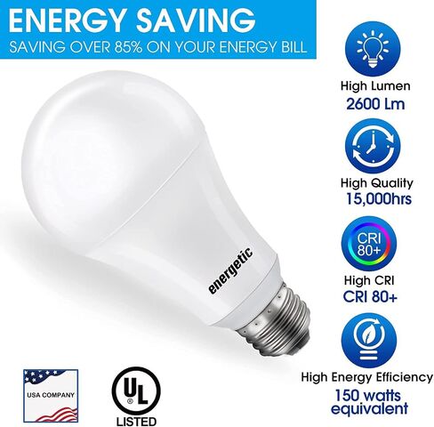 A21 LED Bulbs 150 Watt Equivalent LED Light Bulb, Soft White 2700K, 2600 High Lumens Super Bright Light Bulb, E26 Base, Non Dimmable, UL Listed, 2 Pack in Kuwait