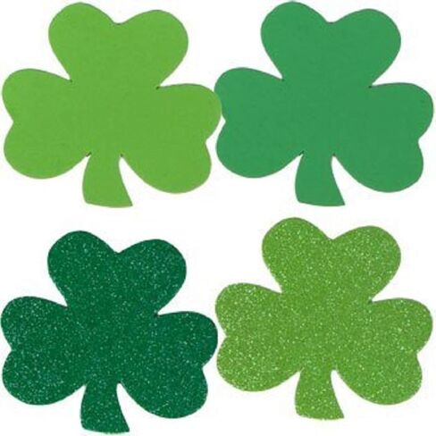 St Patricks Day Decorations - 4 Inch Foam Shamrocks - 24 Piece Set in Saudi Arabia