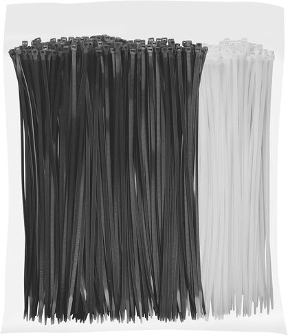1100PCS 14 Inch Zip Ties 50LBS Tensile Strength,Black Zip Ties 1000PCS+White 100PCS UV Resistant Heavy Duty Cable Ties With Self-Locking Nylon Plastic Tie Wraps for Indoor Outdoor in Kuwait