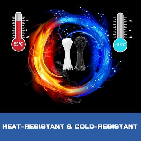 1100PCS 14 Inch Zip Ties 50LBS Tensile Strength,Black Zip Ties 1000PCS+White 100PCS UV Resistant Heavy Duty Cable Ties With Self-Locking Nylon Plastic Tie Wraps for Indoor Outdoor in Kuwait