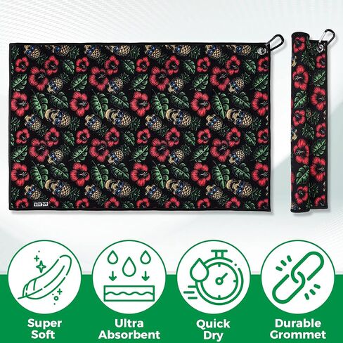 Golf Towels for Golf Bags - Cool Golf Towels - Universal Golf Towels for Men and Women - Golf Bag Towel Accessories to Match Golf Head Covers (Black Brush) in Saudi Arabia