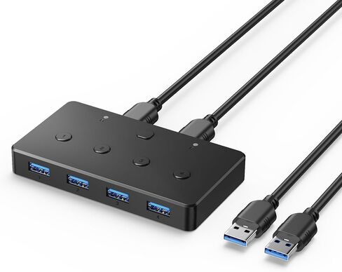 محول KVM، محول ACASIS USB 3.0 2 جهاز كمبيوتر يشارك 4 منافذ USB 3.0 A للماوس ولوحة المفاتيح والطابعة والمزيد، محول USB متوافق مع Mac/Windows/Linux مع كابلين USB 3.0 in Kuwait