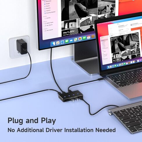 محول KVM، محول ACASIS USB 3.0 2 جهاز كمبيوتر يشارك 4 منافذ USB 3.0 A للماوس ولوحة المفاتيح والطابعة والمزيد، محول USB متوافق مع Mac/Windows/Linux مع كابلين USB 3.0 in Kuwait