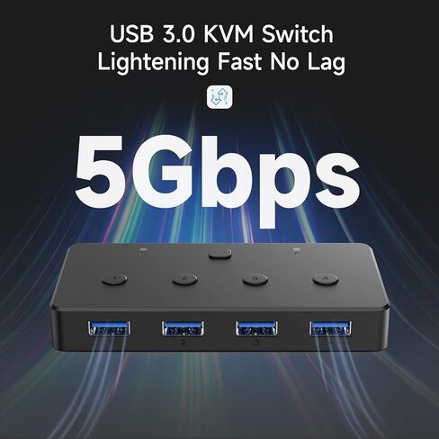 محول KVM، محول ACASIS USB 3.0 2 جهاز كمبيوتر يشارك 4 منافذ USB 3.0 A للماوس ولوحة المفاتيح والطابعة والمزيد، محول USB متوافق مع Mac/Windows/Linux مع كابلين USB 3.0 in Kuwait