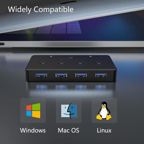 محول KVM، محول ACASIS USB 3.0 2 جهاز كمبيوتر يشارك 4 منافذ USB 3.0 A للماوس ولوحة المفاتيح والطابعة والمزيد، محول USB متوافق مع Mac/Windows/Linux مع كابلين USB 3.0 in Kuwait