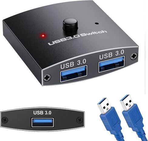 USB3.0 Switch Selector, CYYI Bi-directional USB Sharing Switch 2 in 1 Out/ 1 in 2 Out, USB KVM Switcher Adapter for Keyboard, Mouse, Scanner, Printer (2 Pack USB3.0 Cable Included) in Saudi Arabia
