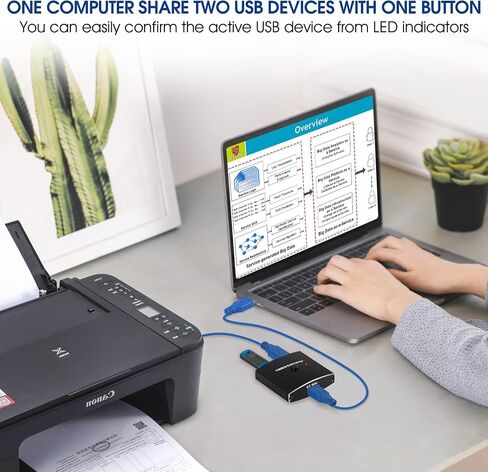 USB3.0 Switch Selector, CYYI Bi-directional USB Sharing Switch 2 in 1 Out/ 1 in 2 Out, USB KVM Switcher Adapter for Keyboard, Mouse, Scanner, Printer (2 Pack USB3.0 Cable Included) in Saudi Arabia
