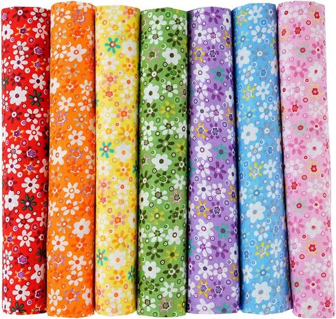 7PCS Flower Cotton Fabric Squares 20" x 20" Fat Quarter Fabric Bundles Craft Fabric for Patchwork Sewing Quilting Crafting DIY (Black) in Saudi Arabia