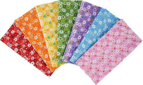 7PCS Flower Cotton Fabric Squares 20" x 20" Fat Quarter Fabric Bundles Craft Fabric for Patchwork Sewing Quilting Crafting DIY (Black) in Saudi Arabia