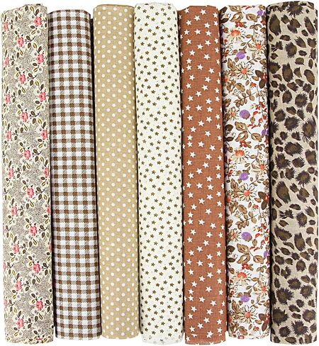 7PCS Flower Cotton Fabric Squares 20" x 20" Fat Quarter Fabric Bundles Craft Fabric for Patchwork Sewing Quilting Crafting DIY (Black) in Saudi Arabia