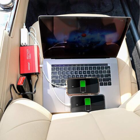 Hebron 150w Car Power Inverter – Portable 12V DC to 110V AC Charger – Cigarette Lighter Adapter – 2 USB Ports and 1 US AC Outlet in Saudi Arabia