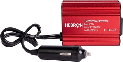 Hebron 150w Car Power Inverter – Portable 12V DC to 110V AC Charger – Cigarette Lighter Adapter – 2 USB Ports and 1 US AC Outlet in Saudi Arabia