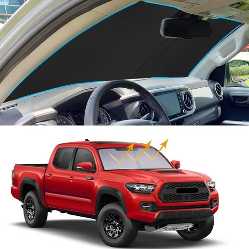 JDMCAR Windshield Sun Shade Compatible with 2016-2022 2023 Toyota Tacoma Accessories, Foldable Sun Shield, Durable Material for UV Rays and Sun Heat Protection in Saudi Arabia