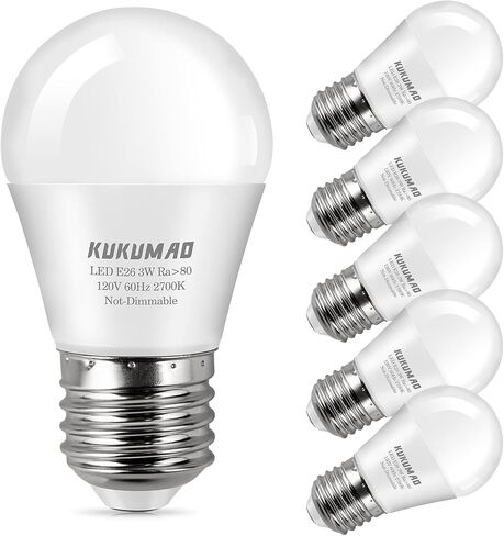 لمبة LED 3 وات 25 وات مكافئة، لمبة حامل ليلي لمبة مصباح طاولة A15 لمبات إضاءة بيضاء ناعمة 2700K LED موفرة للطاقة E26 قاعدة لولبية لمبات الإضاءة المنزلية 4 عبوات in Kuwait