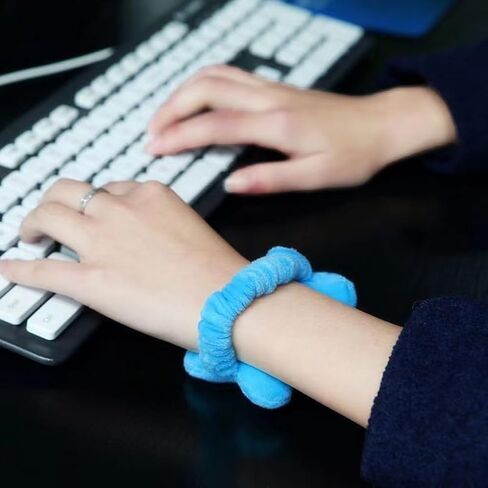 2Pcs Mini Wearable Mouse Wrist Rest Pillow Elastic Band Wrist Small Pillow Cushion Mouse Hand Rest Comfortable Wrist Support for Home Office Work Study Gaming, Blue in Saudi Arabia