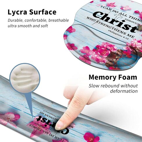 Ergonomic Mouse Pad with Wrist Support[20% Larger] and Keyboard Wrist Rest Set + Coaster, JYCUHTCL Soft Gel Memory Foam Easy Typing Pain Relief Combo for Computer Laptop-Christian Bible Flower in Kuwait
