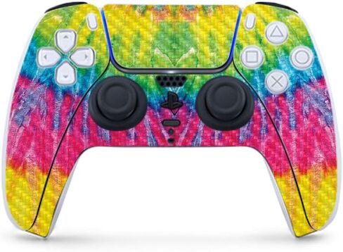 MightySkins Carbon Fiber Gaming Skin for PS5 / Playstation 5 Controller - Bright Smoke | Durable Textured Carbon Fiber Finish | Easy to Apply and Change Style | Made in The USA in Saudi Arabia
