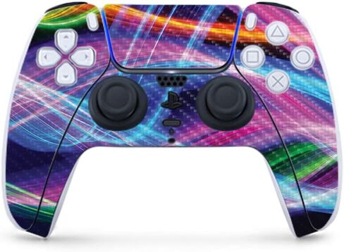 MightySkins Carbon Fiber Gaming Skin for PS5 / Playstation 5 Controller - Bright Smoke | Durable Textured Carbon Fiber Finish | Easy to Apply and Change Style | Made in The USA in Saudi Arabia