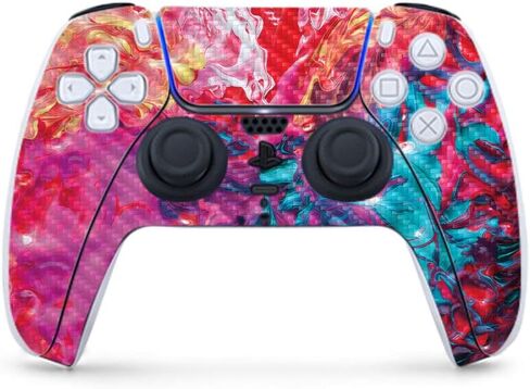 MightySkins Carbon Fiber Gaming Skin for PS5 / Playstation 5 Controller - Bright Smoke | Durable Textured Carbon Fiber Finish | Easy to Apply and Change Style | Made in The USA in Saudi Arabia