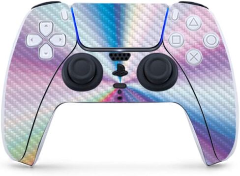 MightySkins Carbon Fiber Gaming Skin for PS5 / Playstation 5 Controller - Bright Smoke | Durable Textured Carbon Fiber Finish | Easy to Apply and Change Style | Made in The USA in Saudi Arabia