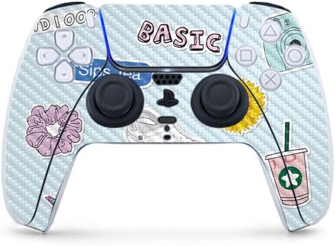 MightySkins Carbon Fiber Gaming Skin for PS5 / Playstation 5 Controller - Bright Smoke | Durable Textured Carbon Fiber Finish | Easy to Apply and Change Style | Made in The USA in Saudi Arabia