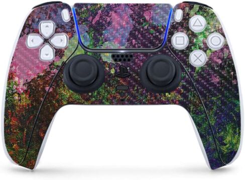 MightySkins Carbon Fiber Gaming Skin for PS5 / Playstation 5 Controller - Bright Smoke | Durable Textured Carbon Fiber Finish | Easy to Apply and Change Style | Made in The USA in Saudi Arabia