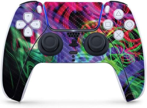MightySkins Carbon Fiber Gaming Skin for PS5 / Playstation 5 Controller - Bright Smoke | Durable Textured Carbon Fiber Finish | Easy to Apply and Change Style | Made in The USA in Saudi Arabia